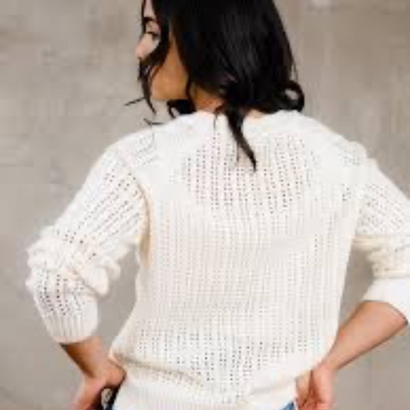ABLE Cream Open Knit Cotton Sweater Women’s XS - Picture 2 of 9